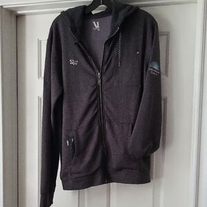 Vuori Movement Men's Charcoal Zip-Up Sweater With Hoodie